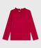 Camiseta infantil lisa de algodón de manga larga rojo TERKUIT