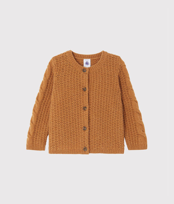 Cardigan para bebé niña en lana marron CUIVRE