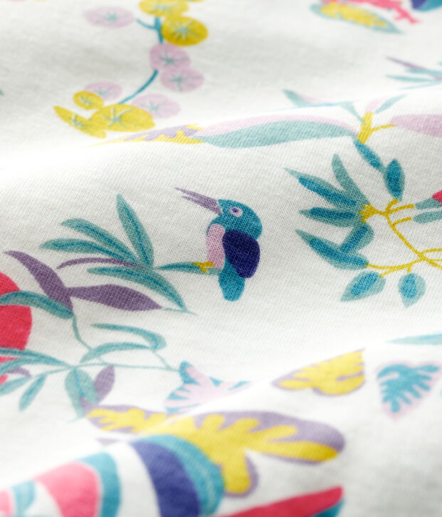 Pelele de punto tubular con cremallera para beb&eacute; ni&ntilde;a blanco/multicolor