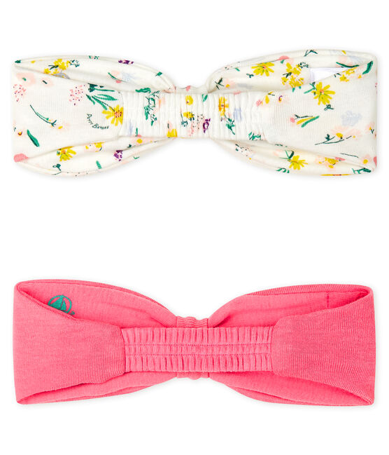 Lote de 2 diademas para el pelo lisa y estampada de bebé niña variante 2