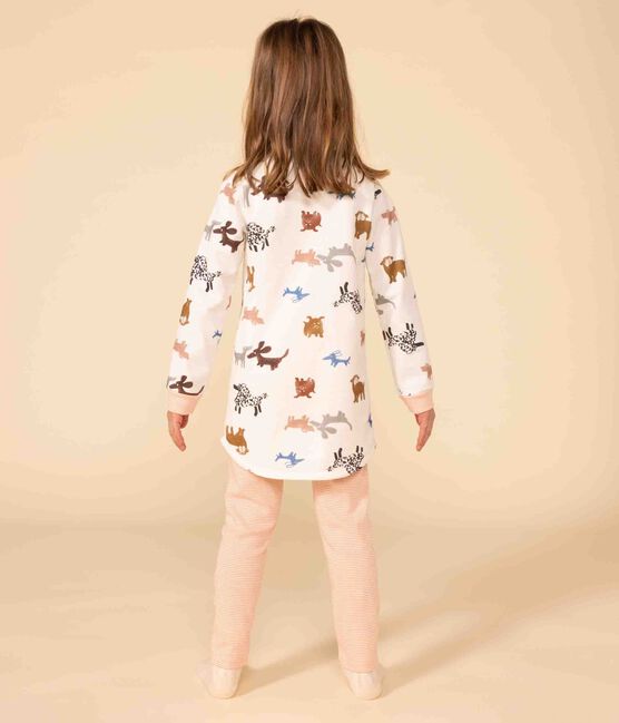 Camisón de manga larga de felpa con perro para niña blanco MARSHMALLOW/blanco MULTICO