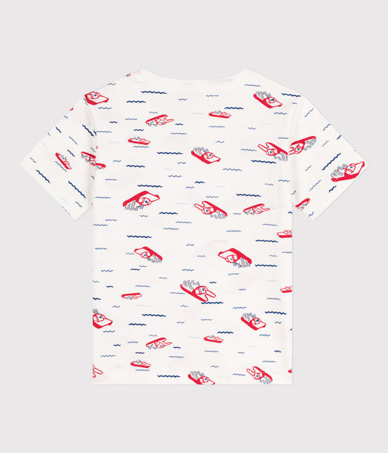 Camiseta de manga corta estampada para niño blanco MARSHMALLOW/blanco MULTICO
