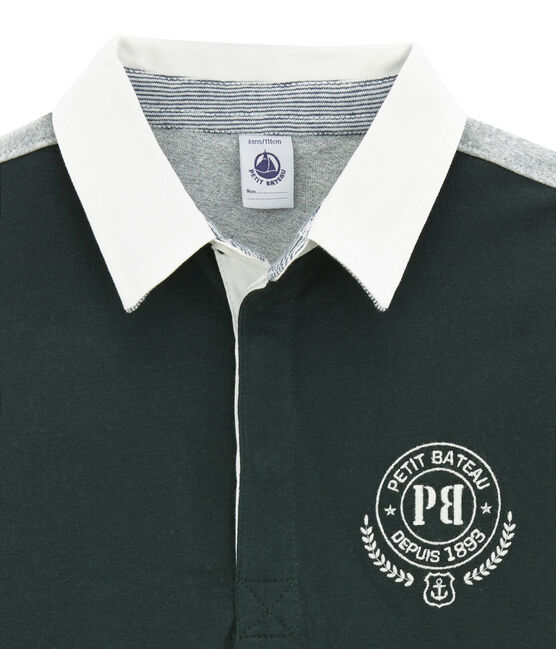 Polo de rugby de manga larga verde SHERWOOD/blanco MULTICO