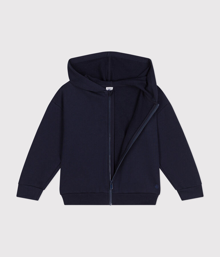 Sudadera de felpa con cremallera y capucha para ni&ntilde;a azul