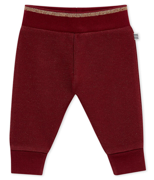 Pantal&oacute;n en mulet&oacute;n brillante para beb&eacute; ni&ntilde;a rojo/amarillo