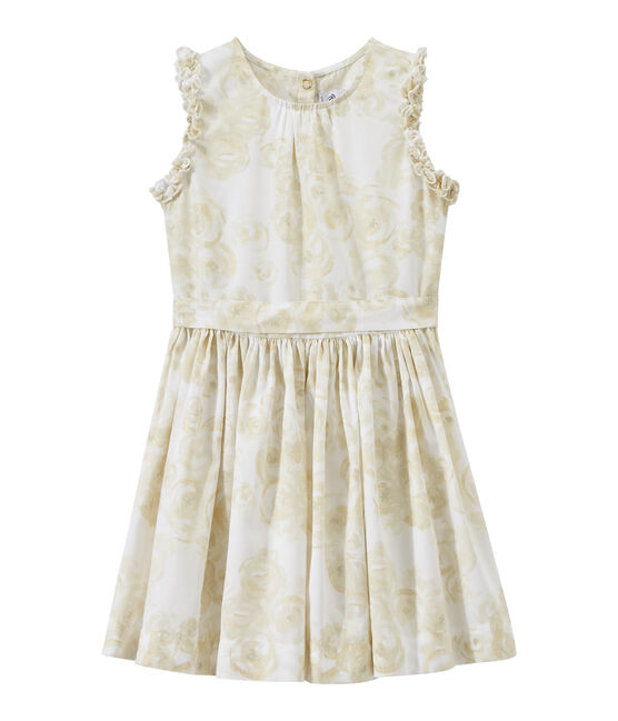 Vestido estampado sin mangas para niña blanco MARSHMALLOW/blanco MULTICO