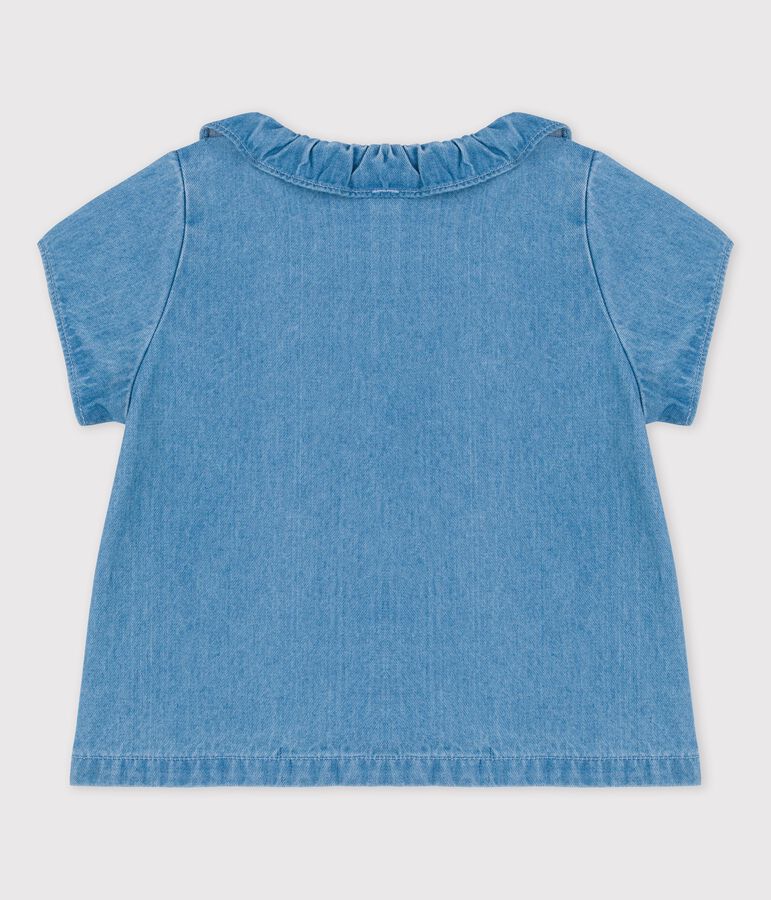 Blusa de tejido vaquero ligero ecol&oacute;gico para beb&eacute; azul