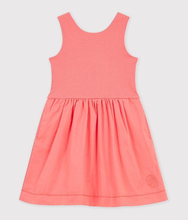 Vestido infantil liso de algod&oacute;n sin mangas FLAMAND