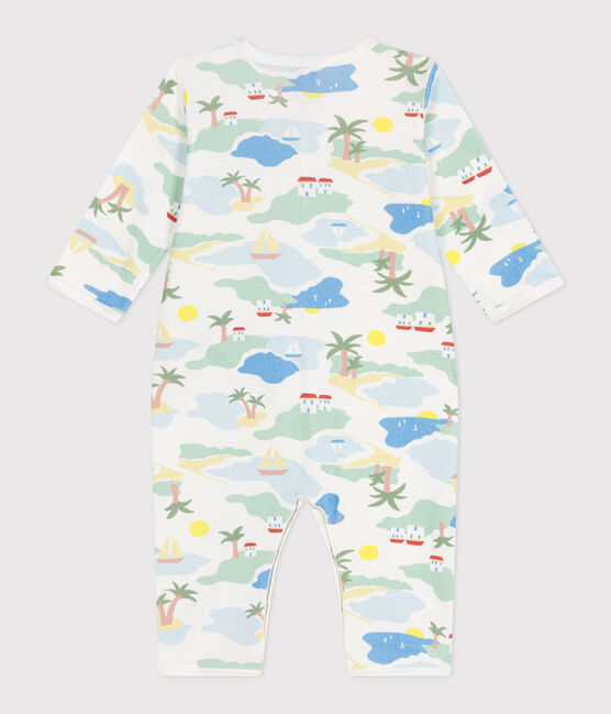 Pijama sin pies de algodón estampado para bebé blanco MARSHMALLOW/blanco MULTICO