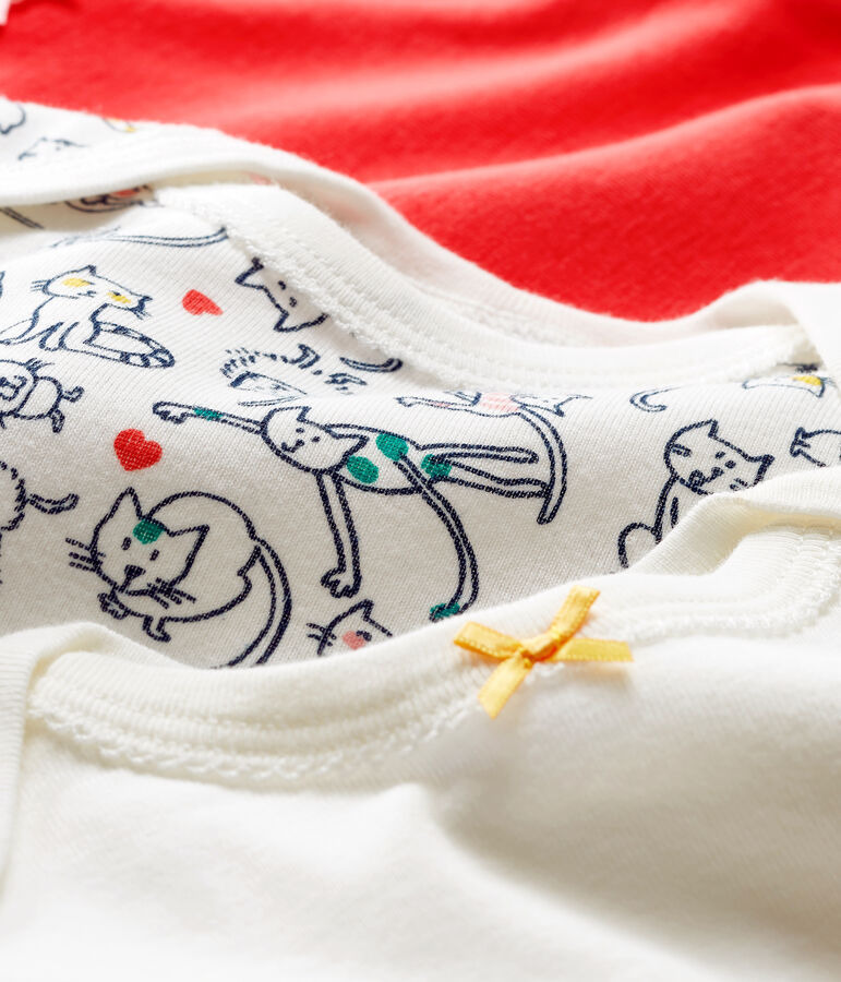 Tres bodis de manga larga para beb&eacute; ni&ntilde;a multicolor