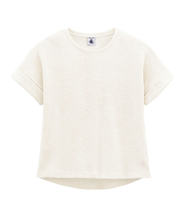 Camiseta manga corta infantil para ni&ntilde;a blanco/rosa