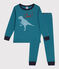 Pijama infantil de manga larga de algodón dinosaurio verde DRAGONFLY