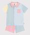 Pijama infantil corto abotonado de algod&oacute;n a rayas blanco/multicolor