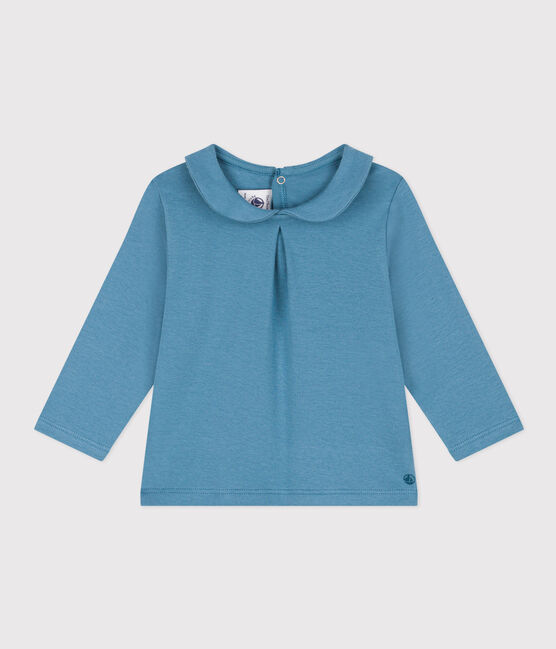 Blusa de algodón de manga larga para bebé azul POLOCHON