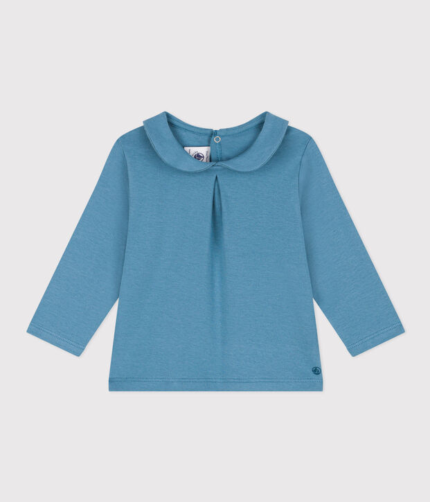 Blusa de algod&oacute;n de manga larga para beb&eacute; azul