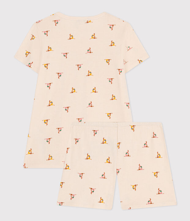Pijama corto infantil de algod&oacute;n con estampado animal crudo/multicolor