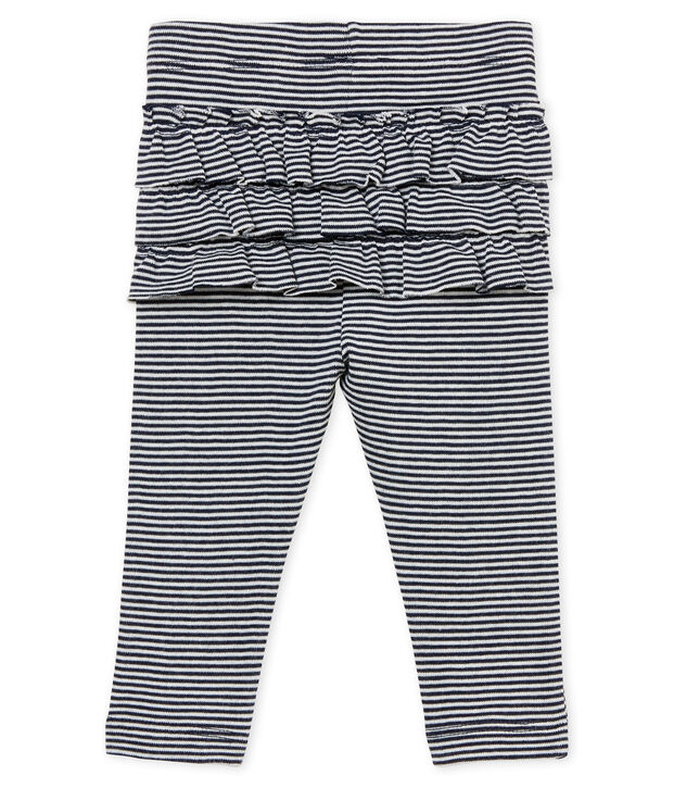 Leggings milrayas para beb&eacute; ni&ntilde;a azul/blanco