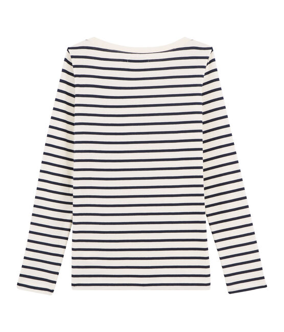 Camiseta marinera de mujer beige COQUILLE/azul SMOKING