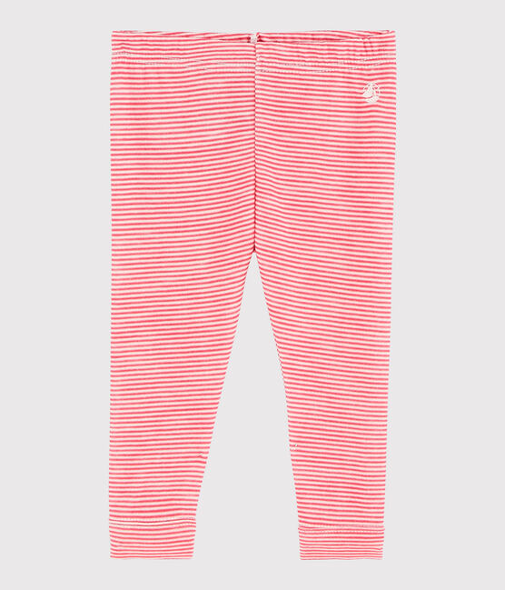 «Legging» mil rayas para bebé niña rosa POPPY/blanco MARSHMALLOW