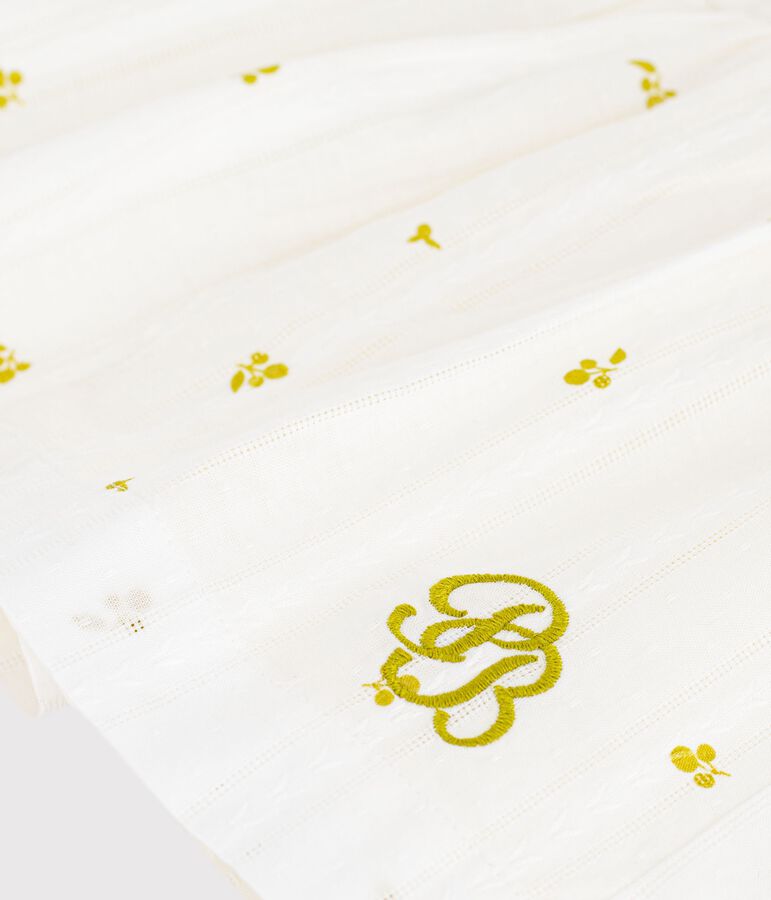 Falda larga infantil de algod&oacute;n con estampado de flores verde/verde