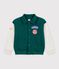 Chaqueta teddy infantil lisa colorblock de algod&oacute;n verde/beige