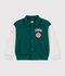Chaqueta teddy infantil lisa colorblock de algod&oacute;n verde/beige