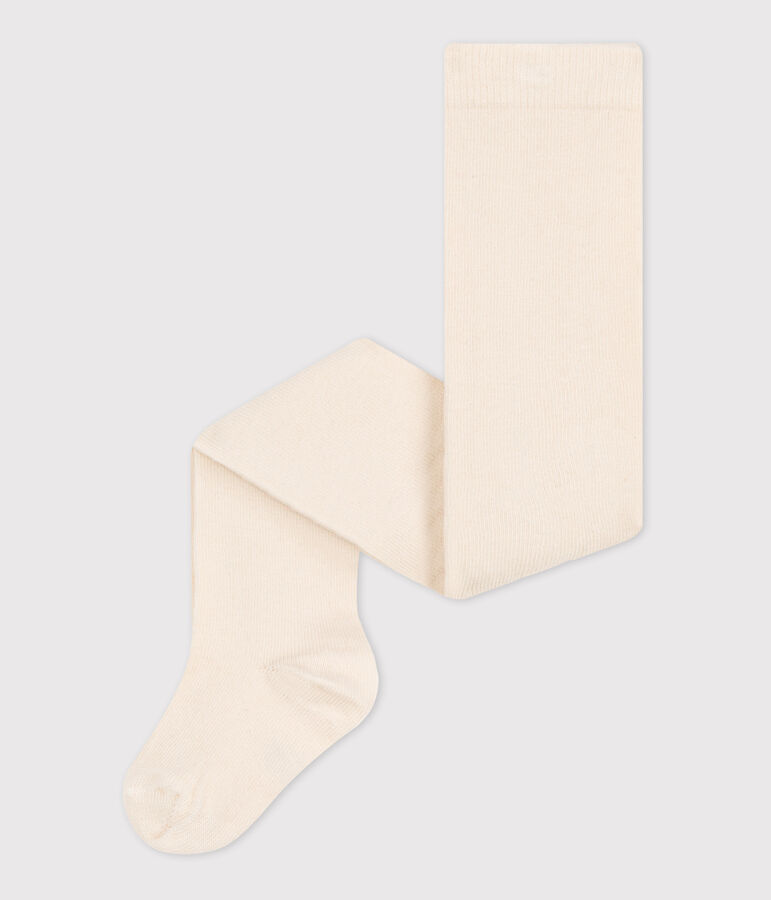 Leotardos lisos de algod&oacute;n para beb&eacute; crudo