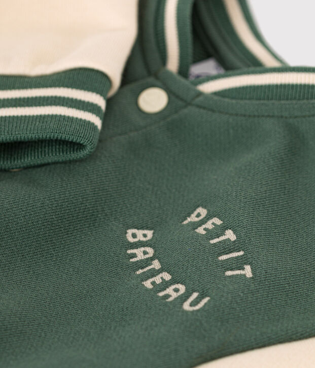 Chaqueta teddy de felpa para beb&eacute; verde/crudo