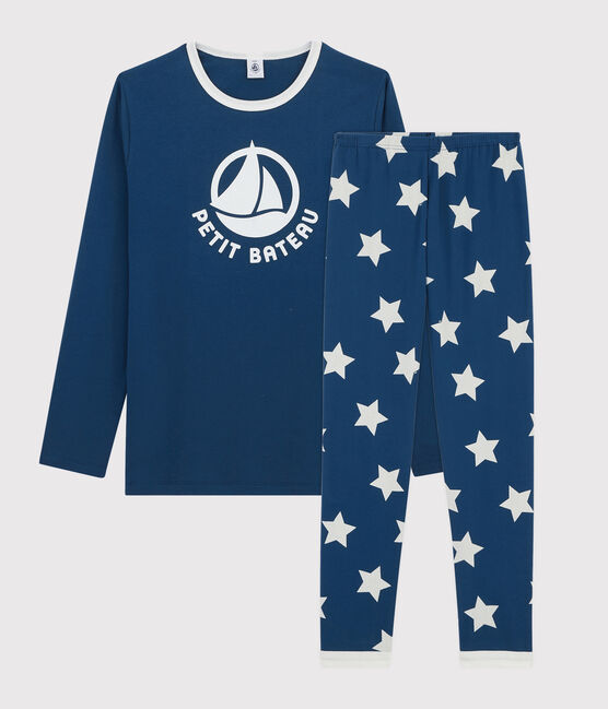 Pijama con estrellas unisex de punto azul MAJOR/blanco ECUME