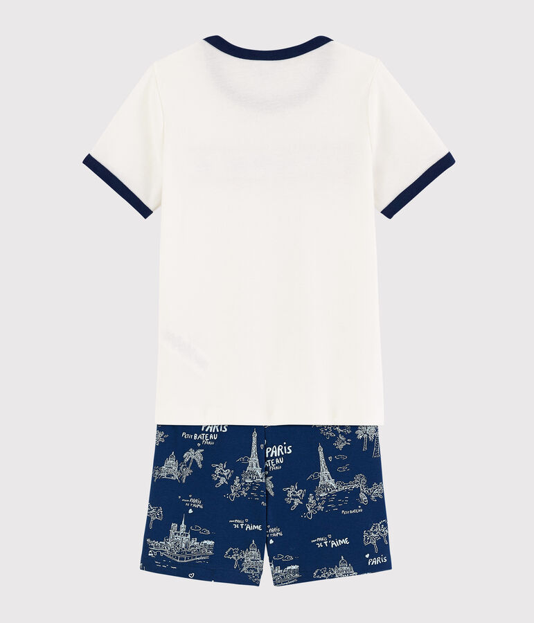 Pijama corto de tela de Jouy Par&iacute;s de algod&oacute;n de ni&ntilde;o azul/multicolor