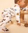 Pijama de felpa con perros para bebé blanco MARSHMALLOW/blanco MULTICO