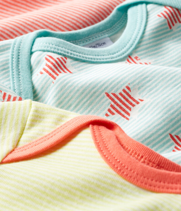 Tres bodis de manga corta para beb&eacute; multicolor