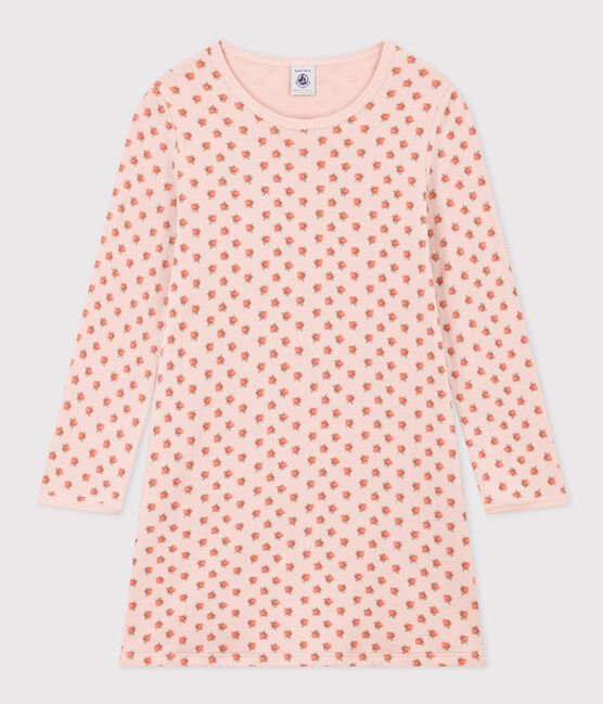 Camisón de túbico con flor para niña rosa SALINE/blanco MULTICO