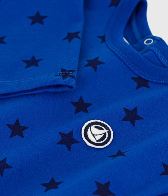 Camiseta de algodón de manga larga con estampado de estrellas para bebé azul OLYMPIC/ SOIR