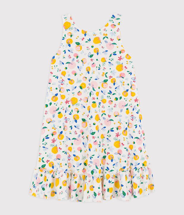 Vestido sin mangas de algod&oacute;n de ni&ntilde;a blanco/multicolor