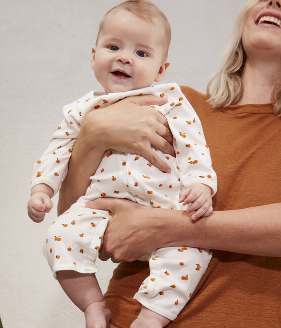 Bodyjama de algodón estampado blanco MARSHMALLOW/ ORANGE