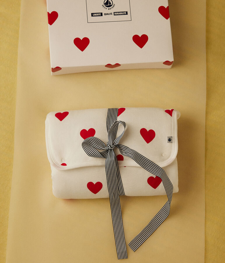 Cambiador de algod&oacute;n para beb&eacute; blanco/rojo