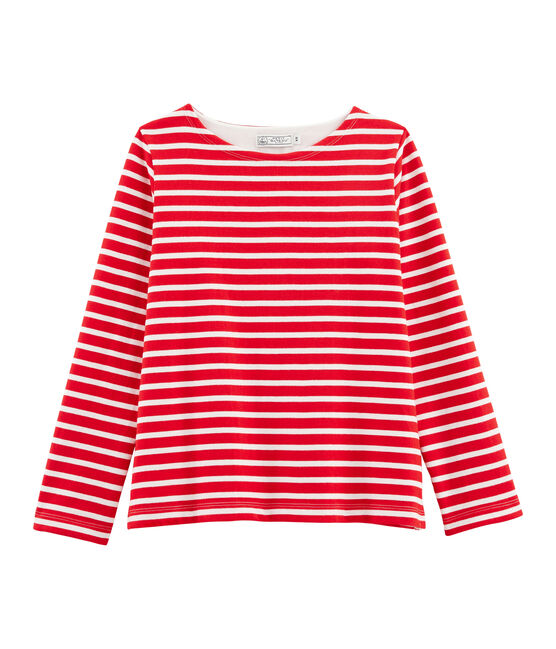 Camiseta marinera para mujer rojo PEPS/blanco MARSHMALLOW