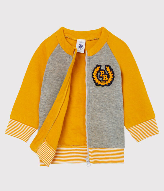 Cárdigan de tela túbica con cremallera para bebé niño gris SUBWAY/amarillo BOUDOR