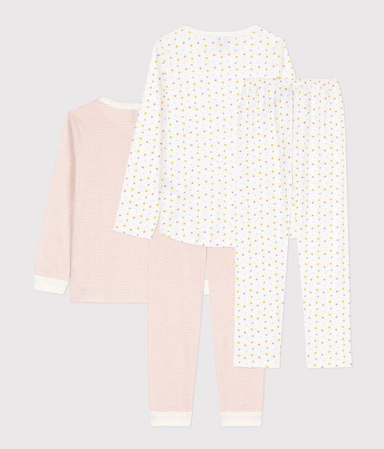 Juego de 2 pijamas de algodón con corazoncitos para niña variante 1