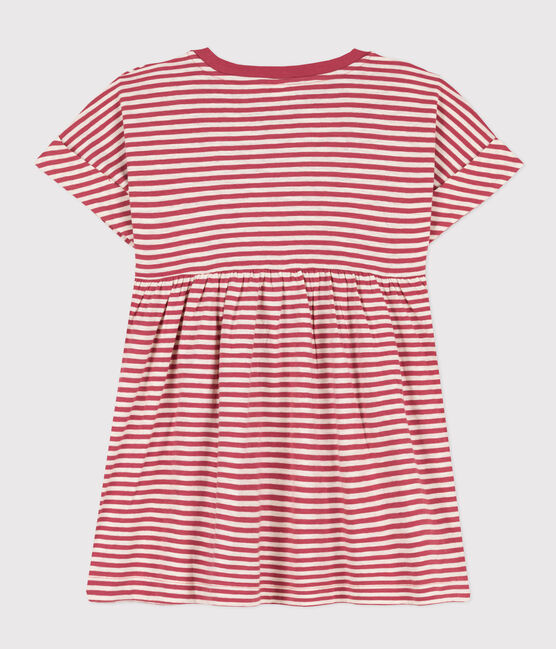 Vestido de punto flameado a rayas para niña rosa PAPI/beige AVALANCHE