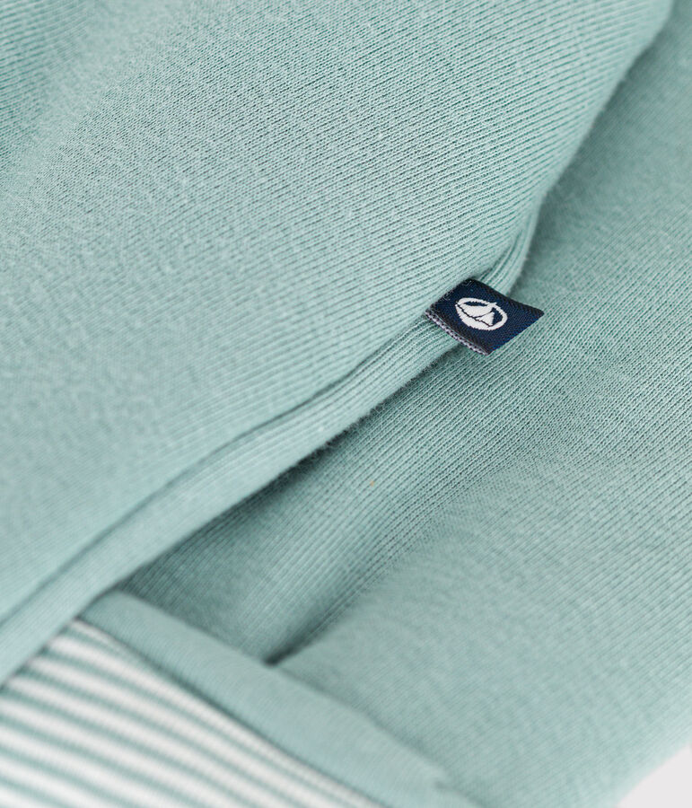 Mono largo de algod&oacute;n enguatado con capucha para beb&eacute; verde