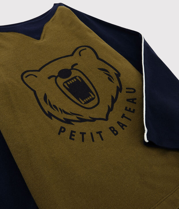 Camiseta serigrafiada para ni&ntilde;o verde/azul