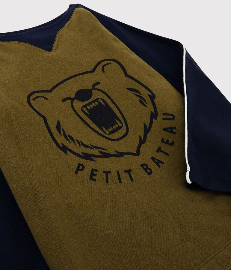 Camiseta serigrafiada para ni&ntilde;o verde MILITARY/azul SMOKING