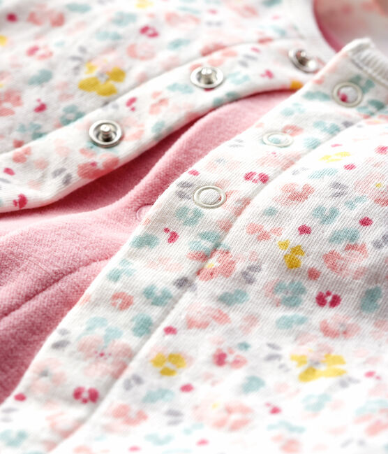 Conjunto de terciopelo de 2 piezas de flores rosas para bebé rosa CHARME/blanco MULTICO