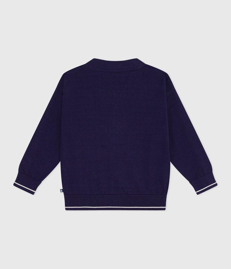 C&aacute;rdigan infantil liso de algod&oacute;n azul