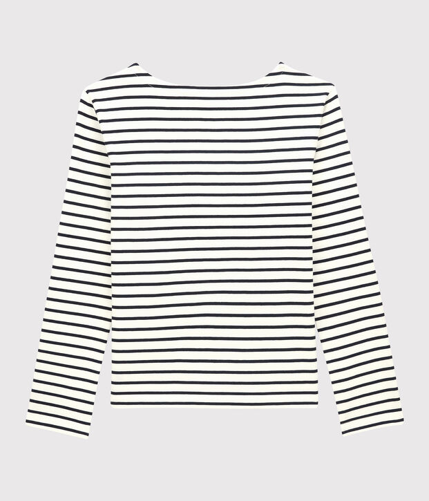 Jersey marinero de algod&oacute;n de mujer blanco/azul