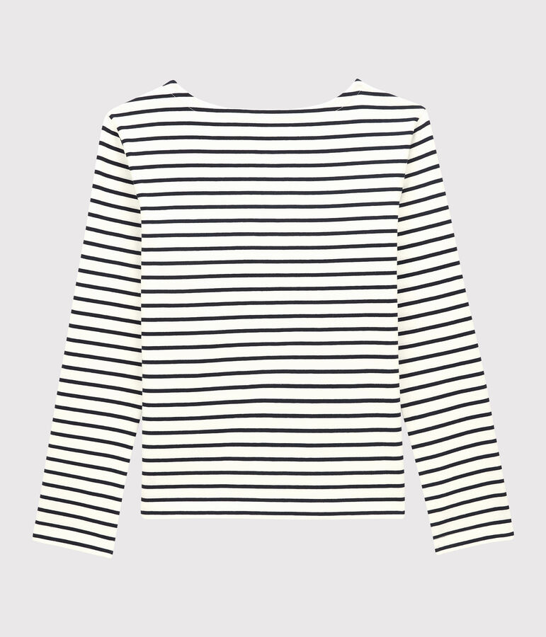 Jersey marinero de algod&oacute;n de mujer blanco/azul