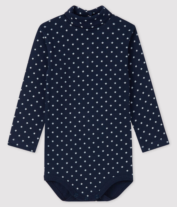 Bodi de manga larga para beb&eacute; ni&ntilde;o azul/blanco