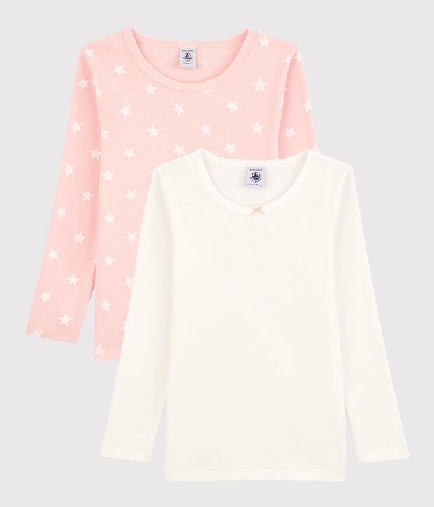 Juego de 2 camisetas de manga larga con estampado de estrellas de ni&ntilde;a de algod&oacute;n multicolor